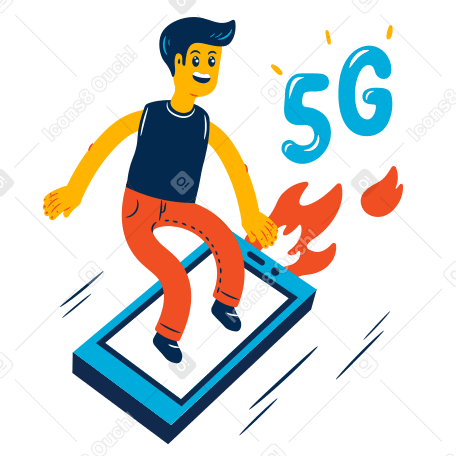 La 5g accélère le téléphone d'un homme PNG, SVG