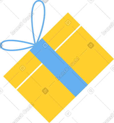 Yellow gift with blue ribbon and bow PNG, SVG