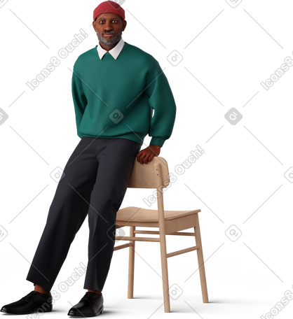 3D 靠在椅子上的男人 PNG, SVG