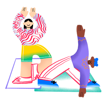 Two women doing yoga exercises PNG, SVG
