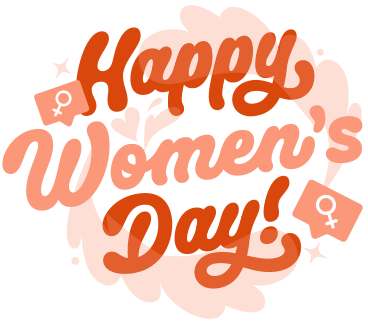 Lettering Happy Women's Day! with decorative composition with splashes text PNG, SVG