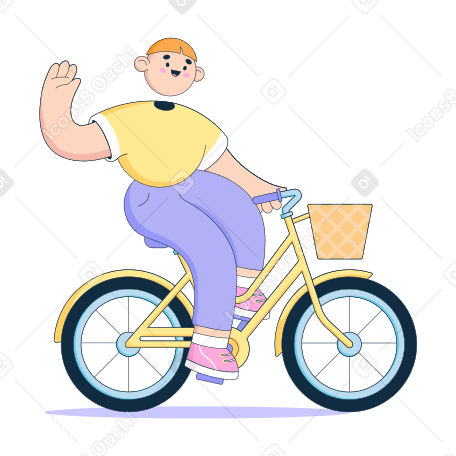 Man riding a bicycle and waving PNG, SVG