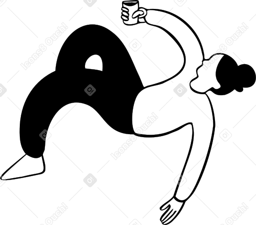 woman laying with a cup in her hand PNG, SVG