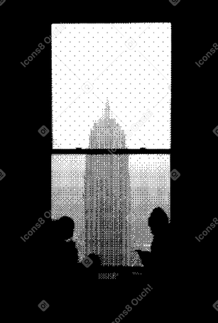 silhouette of people against the background of a window PNG, SVG
