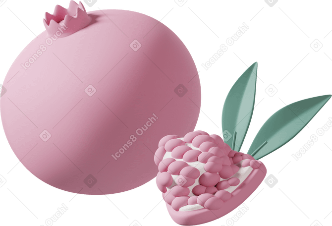 3D pink pomegranate  Illustration in PNG, SVG