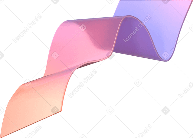 3D 그라데이션 색조의 물결 모양 리본 PNG, SVG