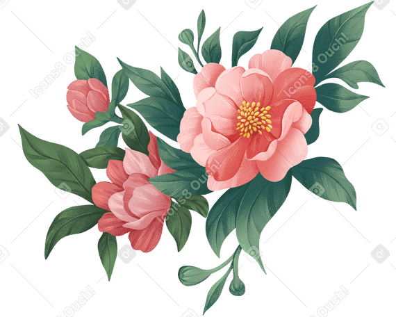 Цветы шиповника в маленьком букете в PNG, SVG