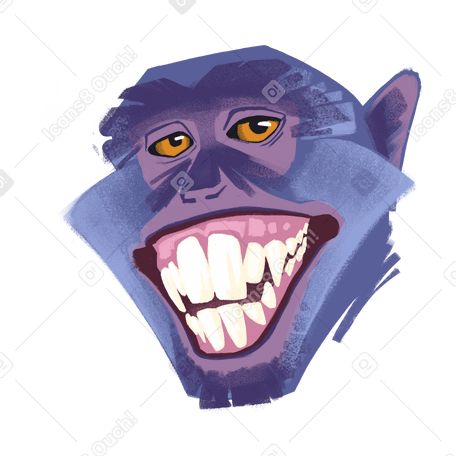 Mono engreído con una amplia sonrisa. PNG, SVG