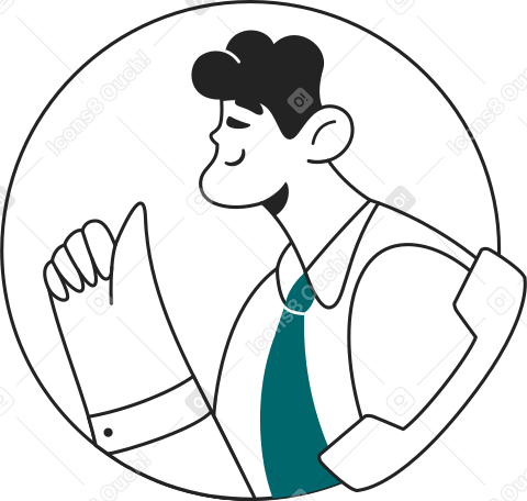 man in a circle with a telephone receiver Illustration in PNG, SVG