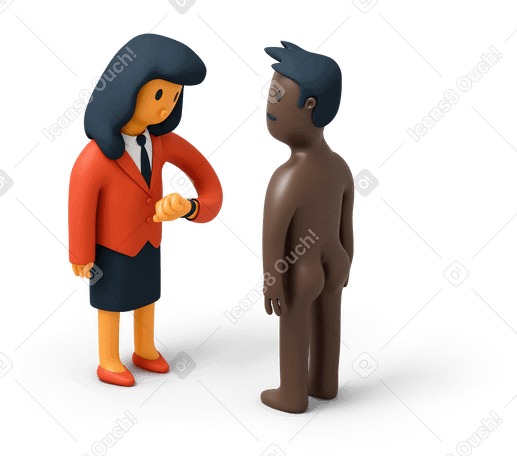 3D Naked man standing in front of business woman PNG, SVG