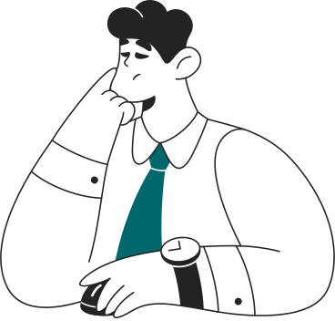 pensive man with a computer mouse PNG, SVG