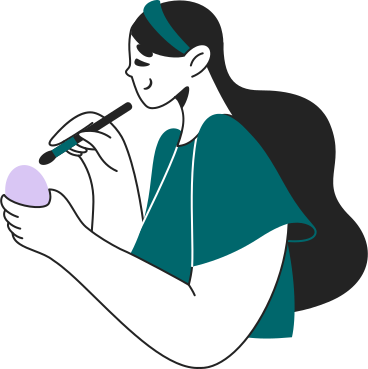 woman painting an easter egg PNG, SVG