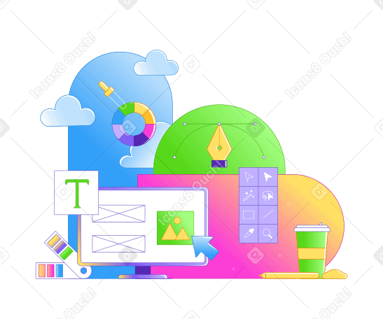 Elementos de design e software na tela PNG, SVG