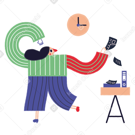 Girl is in a hurry to finish work PNG, SVG