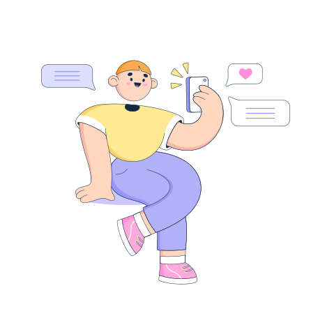 Man with a phone writes messages in a chat Illustration in PNG, SVG