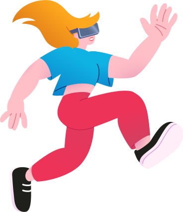 Running woman in vr headset PNG, SVG