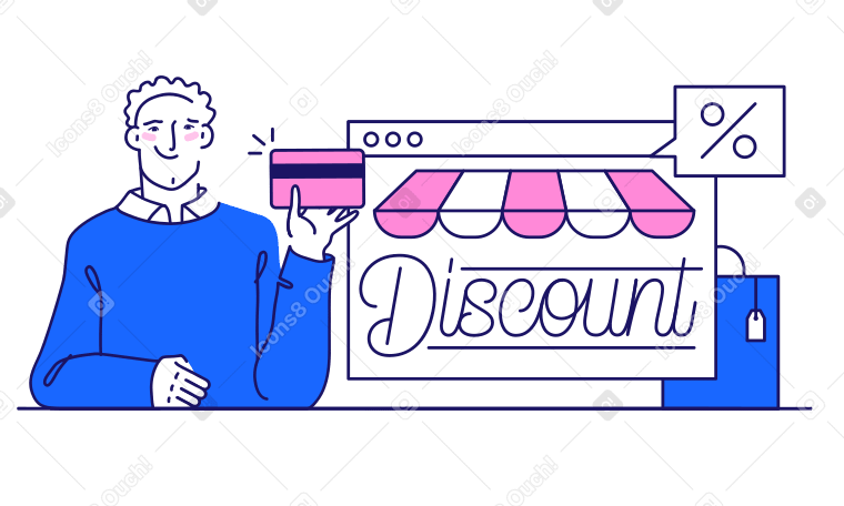 Lettering Discount in shopping browser Illustration in PNG, SVG