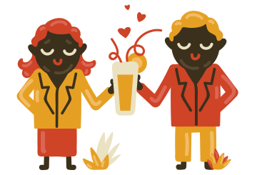 Пара выпивает на романтическом свидании в PNG, SVG
