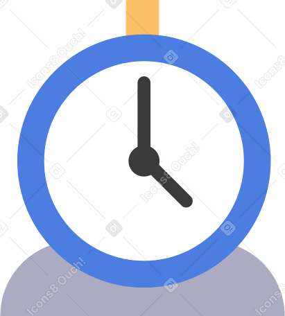 blue alarm clock on a gray stand Illustration in PNG, SVG
