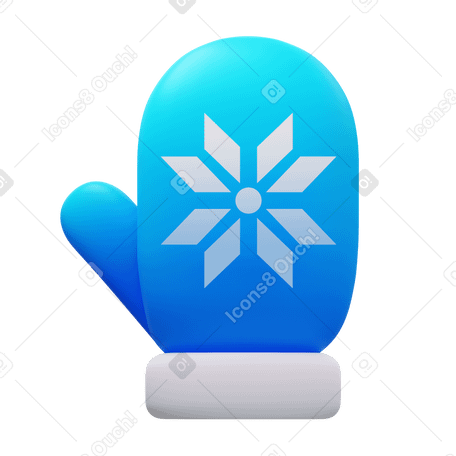 3D blue mitten Illustration in PNG, SVG