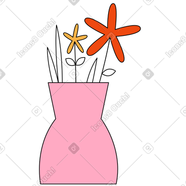 Pink vase with flowers动态插图，格式有GIF、Lottie (JSON)、AE