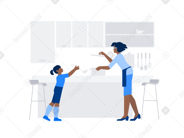 Family cooking in kitchen PNG, SVG