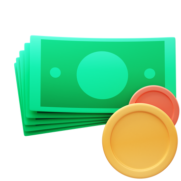 Banknotes and coins PNG, SVG
