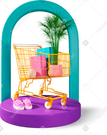 3D shopping composition Illustration in PNG, SVG
