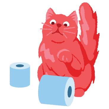 Cat is afraid of toilet paper PNG, SVG