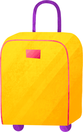 yellow suitcase on wheels Illustration in PNG, SVG