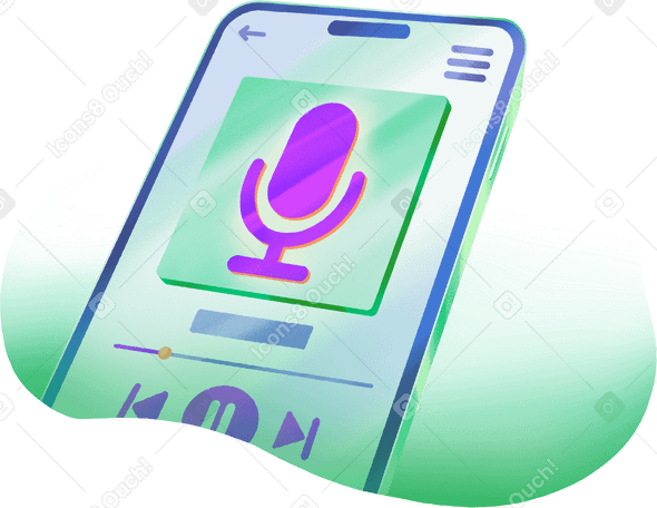 phone in perspective with audio playback PNG、SVG