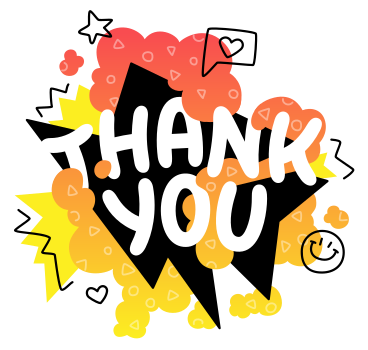 Lettering Thank you colorful with doodles PNG, SVG