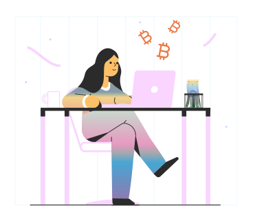 Woman mining bitcoin on laptop PNG, SVG
