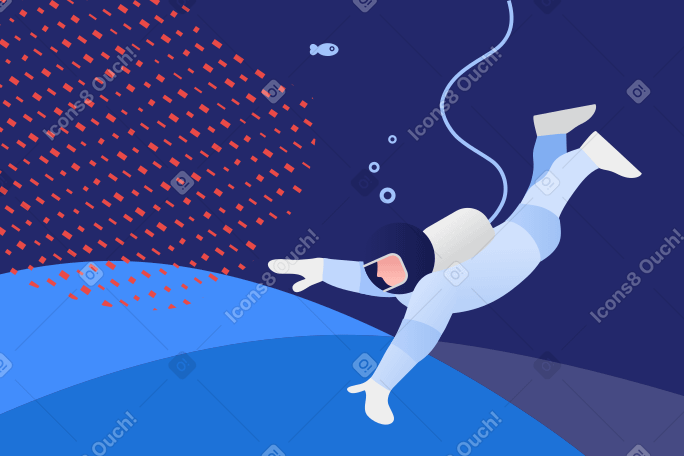 Deep diving Illustration in PNG, SVG