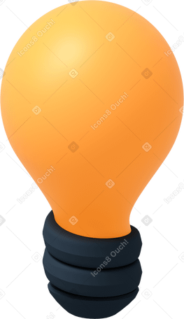 3D Yellow light bulb Illustration in PNG, SVG