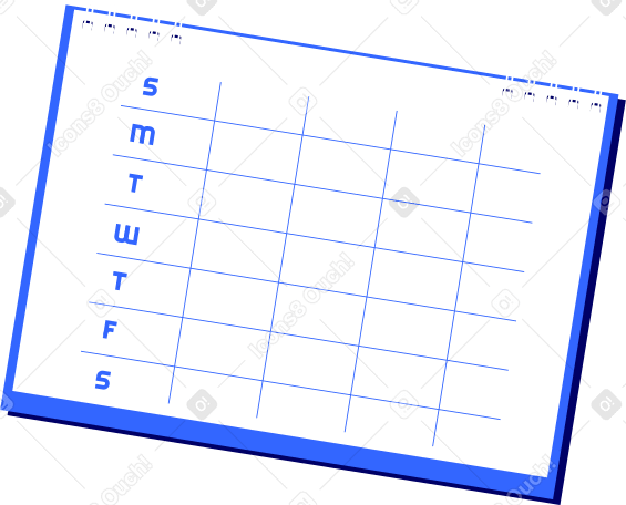 Календарь на кольцах с пустыми полями в PNG, SVG