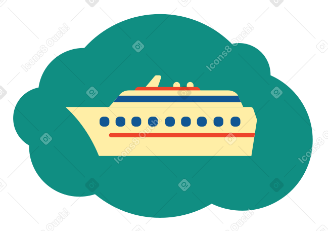 Ship animated illustration in GIF, Lottie (JSON), AE