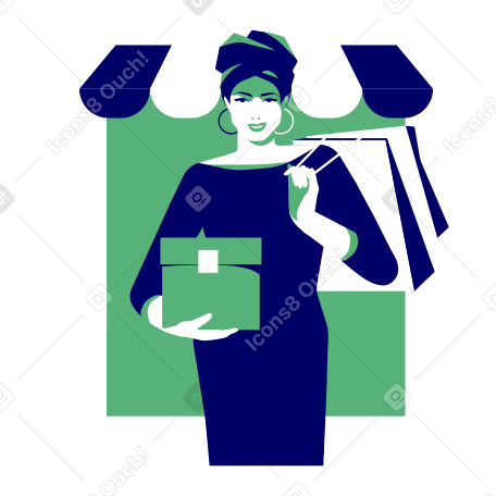 Donna con pacchetto e borse della spesa PNG, SVG