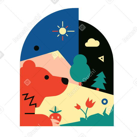 Grizzly bear in the woods PNG, SVG