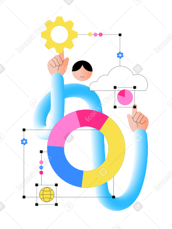 Man working with analytics and statistics PNG, SVG