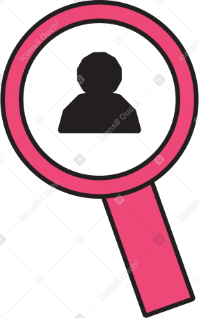magnifying glass with human icon Illustration in PNG, SVG