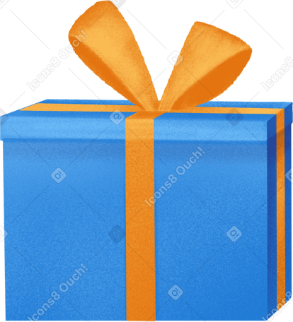 blue holiday box with yellow ribbon PNG, SVG