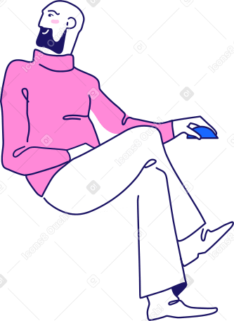 seated man holding computer mouse Illustration in PNG, SVG
