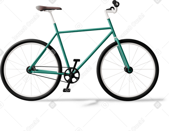 3D Side view of green city bike Illustration in PNG, SVG