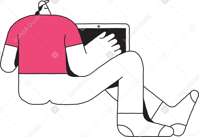 Homem de boné com laptop PNG, SVG