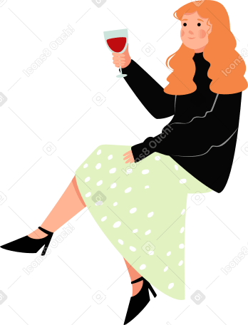 woman holding a glass of wine Illustration in PNG, SVG