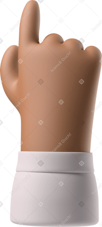 3D Vue arrière d'une main de peau brune pointant vers le haut PNG, SVG