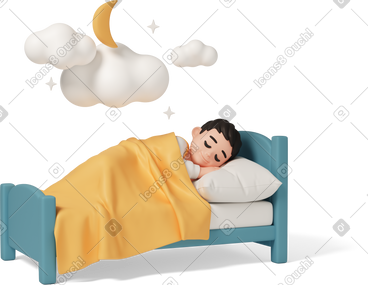 Sleeping child in bed PNG, SVG