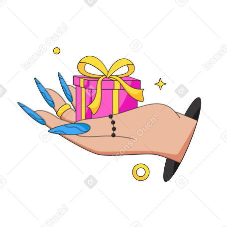 Hand with gift PNG, SVG