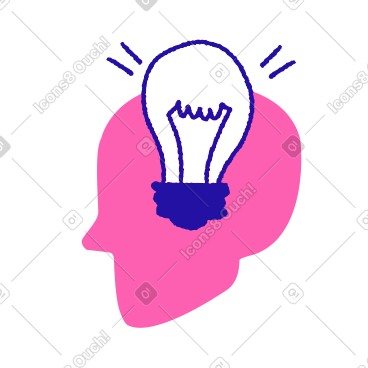 Getting idea with light bulb in head PNG, SVG